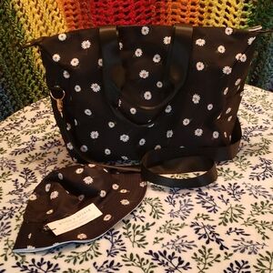 Alice + Olivia Black Floral Duffle Bag and Bucket Hat Set